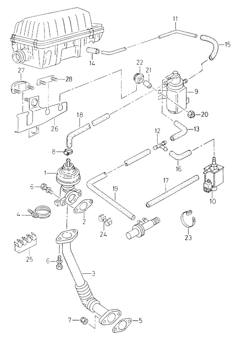 Systeme de depression Recyclage des gaz echappement 1,9l Mot diesel AEY.png